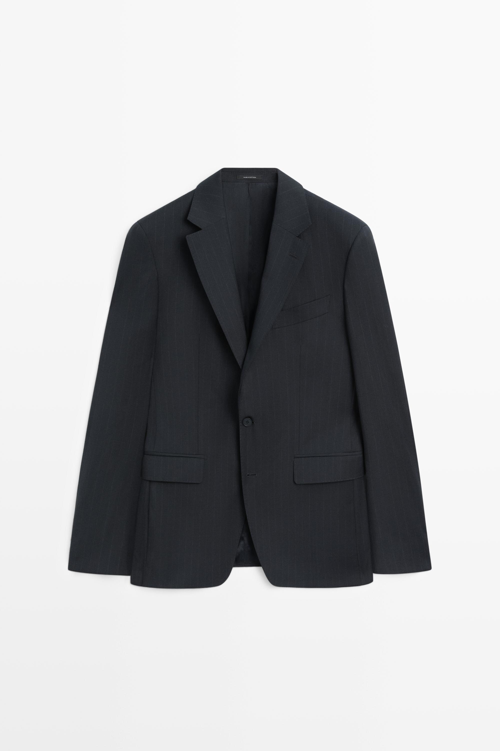 Striped 100% cool wool suit blazer